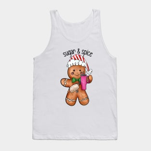 Christmas Sugar and Spice Gingerbread man Stanley Cup and Belt bag Inspired Tank Top